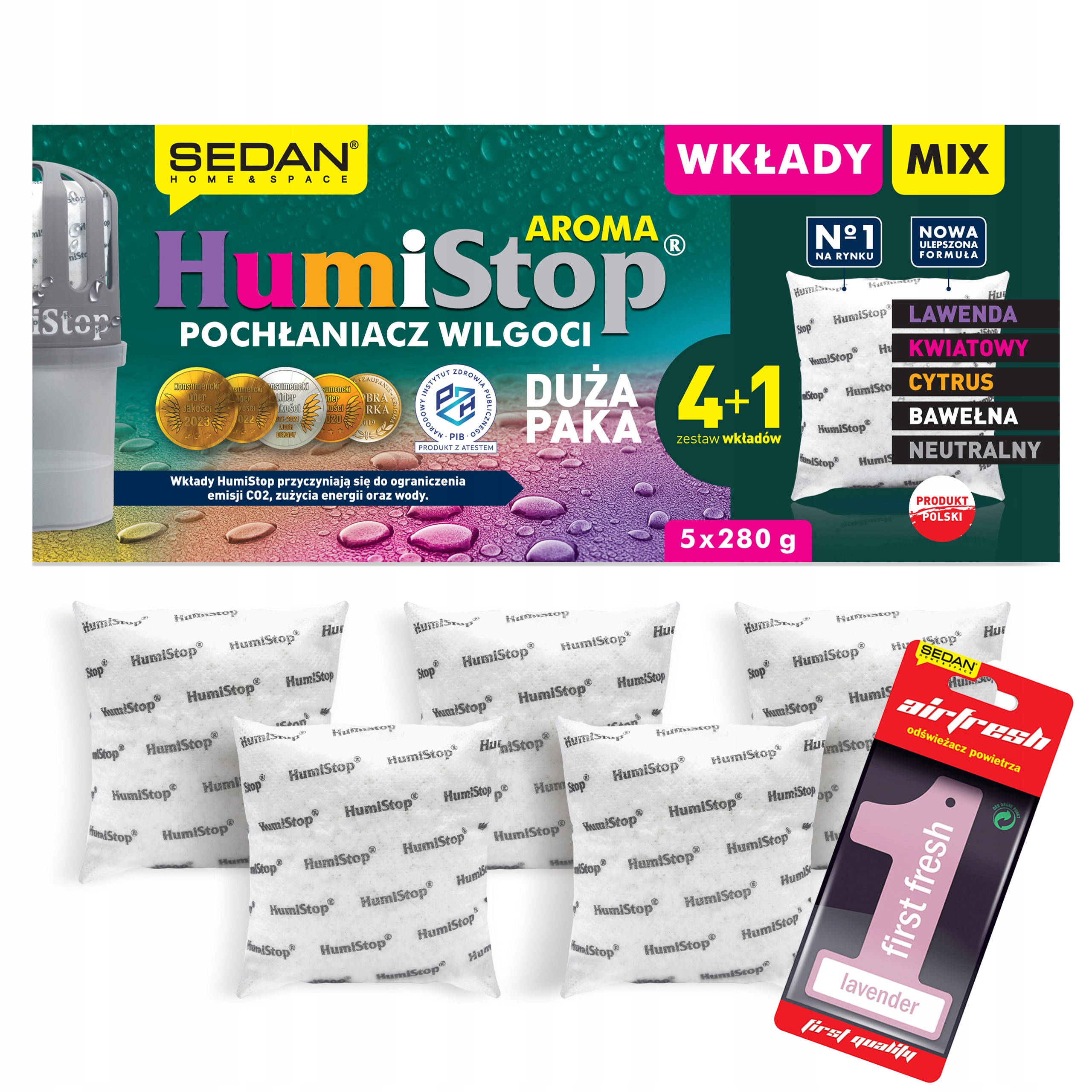 Humistop Aroma wkłady zapachowe do pochłaniacza wilgoci x 5 szt atest PZH