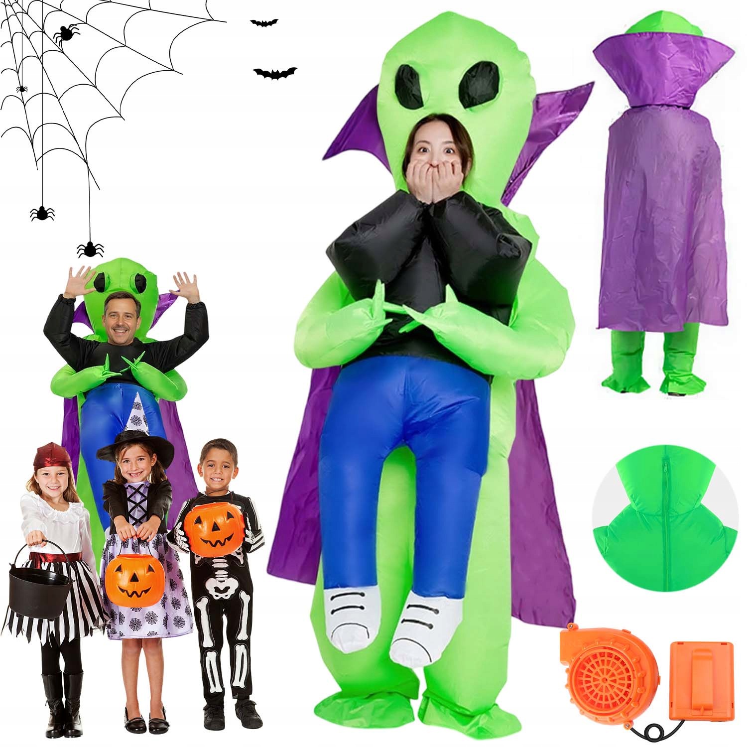 Nafukovací Alien Kostým Halloween Dospělý 150-190 cm XL