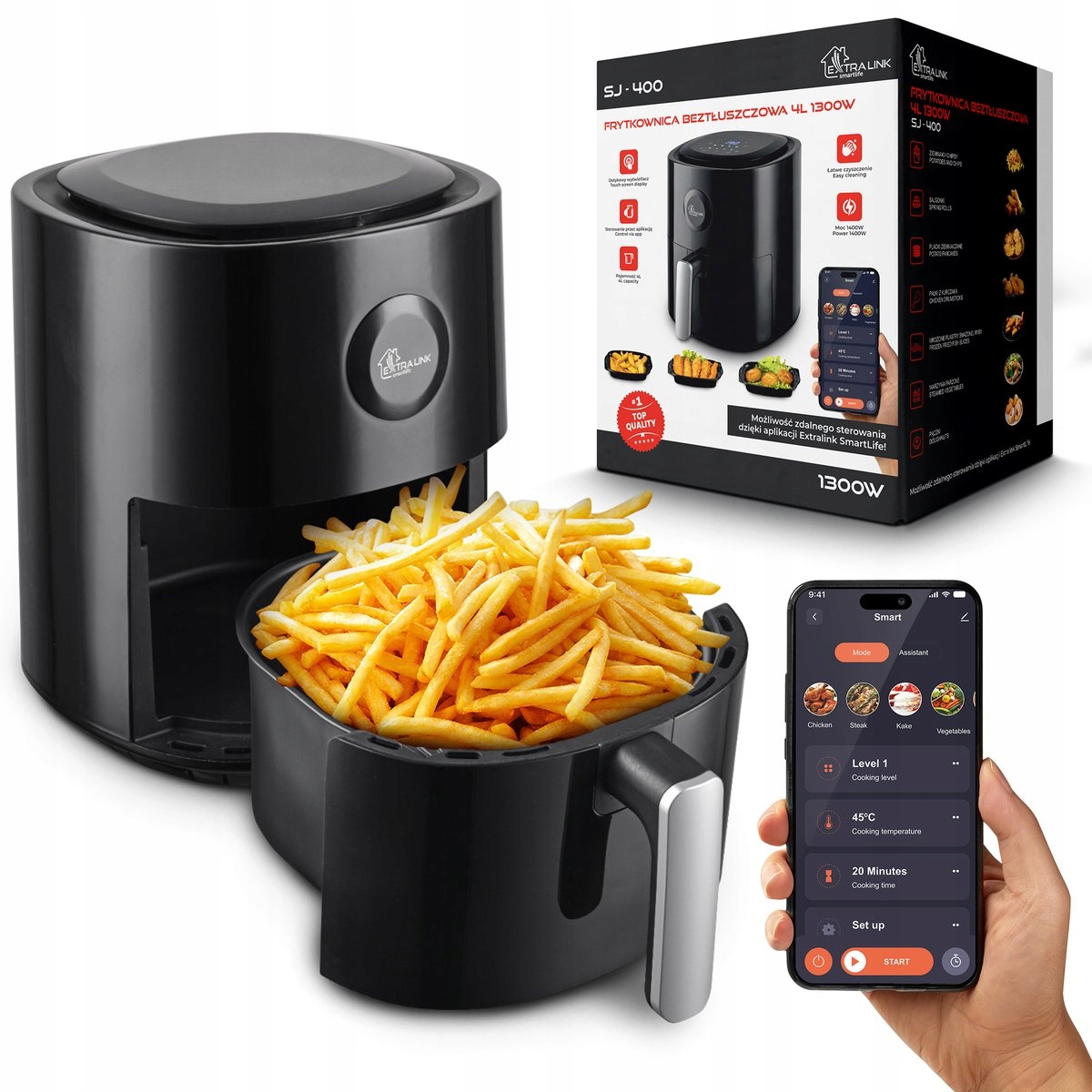 Frytkownica Beztłuszczowa Smart Life Air Fryer SJ-400 4L 1300W
