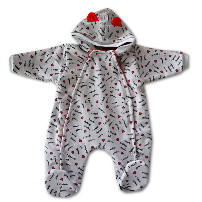 Kombinezon 62 cm szary napisy