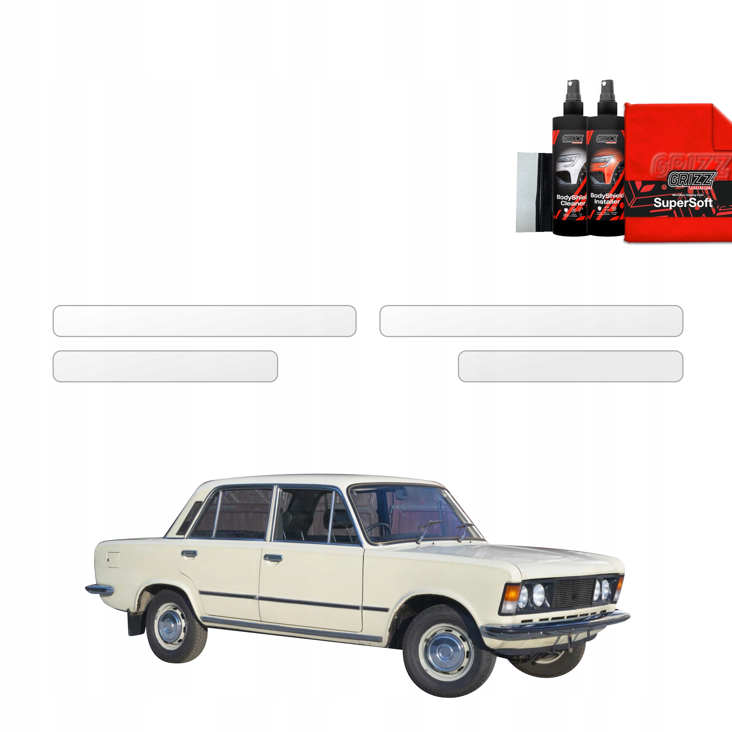 4v1 Fólie Ppf dýha na prahy pro Fiat 125P (1967-1991)