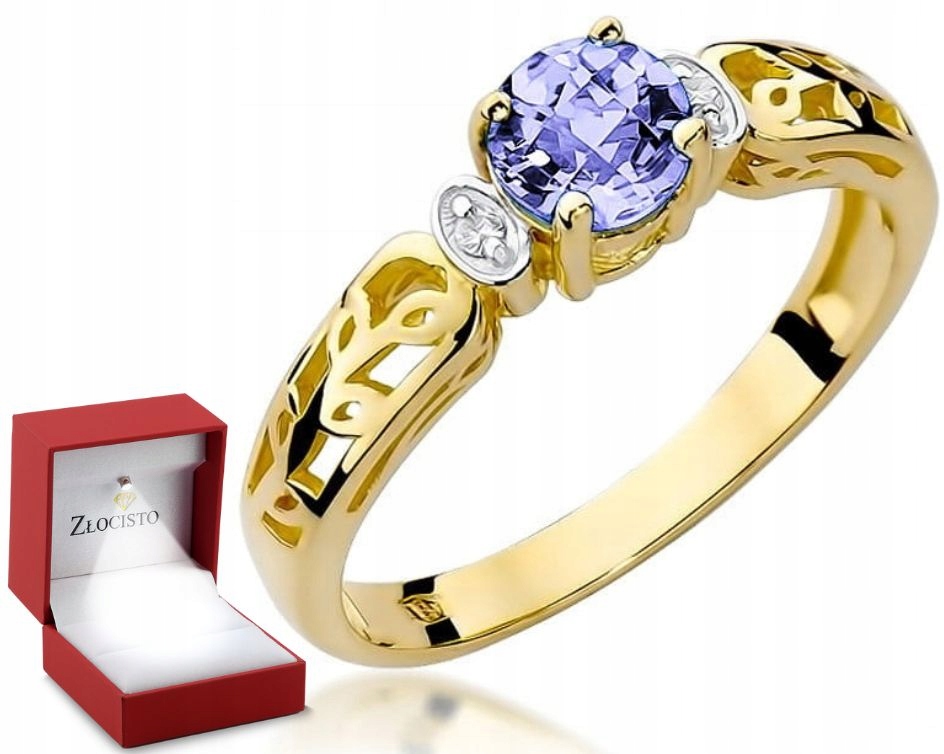 Zlatý Prstýnek Tanzanit Brilianty 585 Gravírování