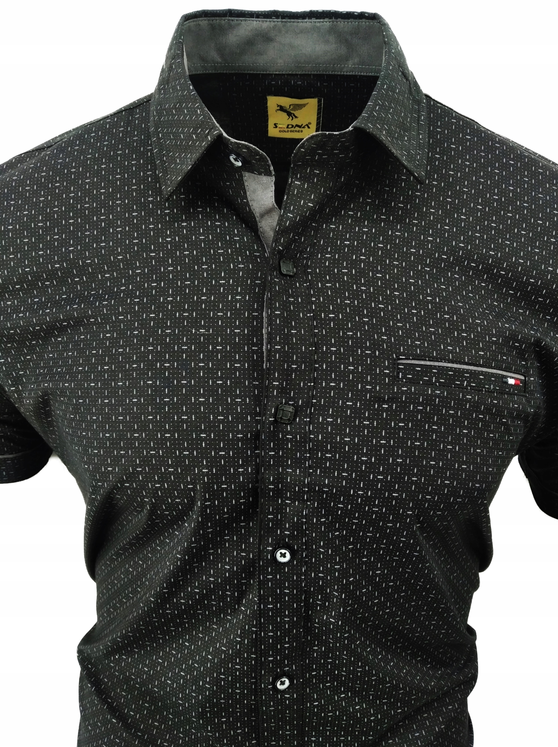 KOSZULA MĘSKA CZARNA KRÓTKI RĘKAW SDN 854 XXL 2XL 45/46 Rozmiar XXL