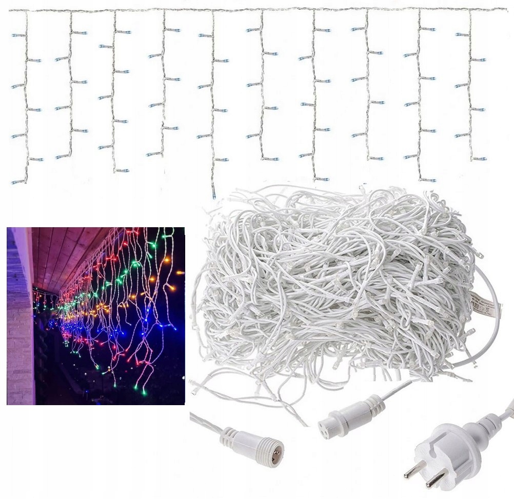Rampouchy 300 Led Multicolor Vícebarevné MIX Záclona Programátor Lampičky 11 M