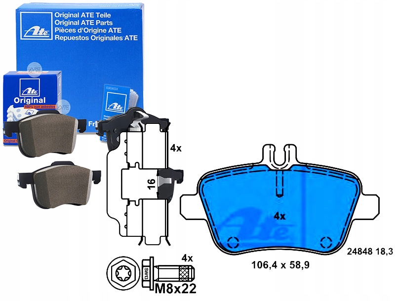 Brzdové Destičky Mercedes Zadní W176 W246 1,6-2,1 12