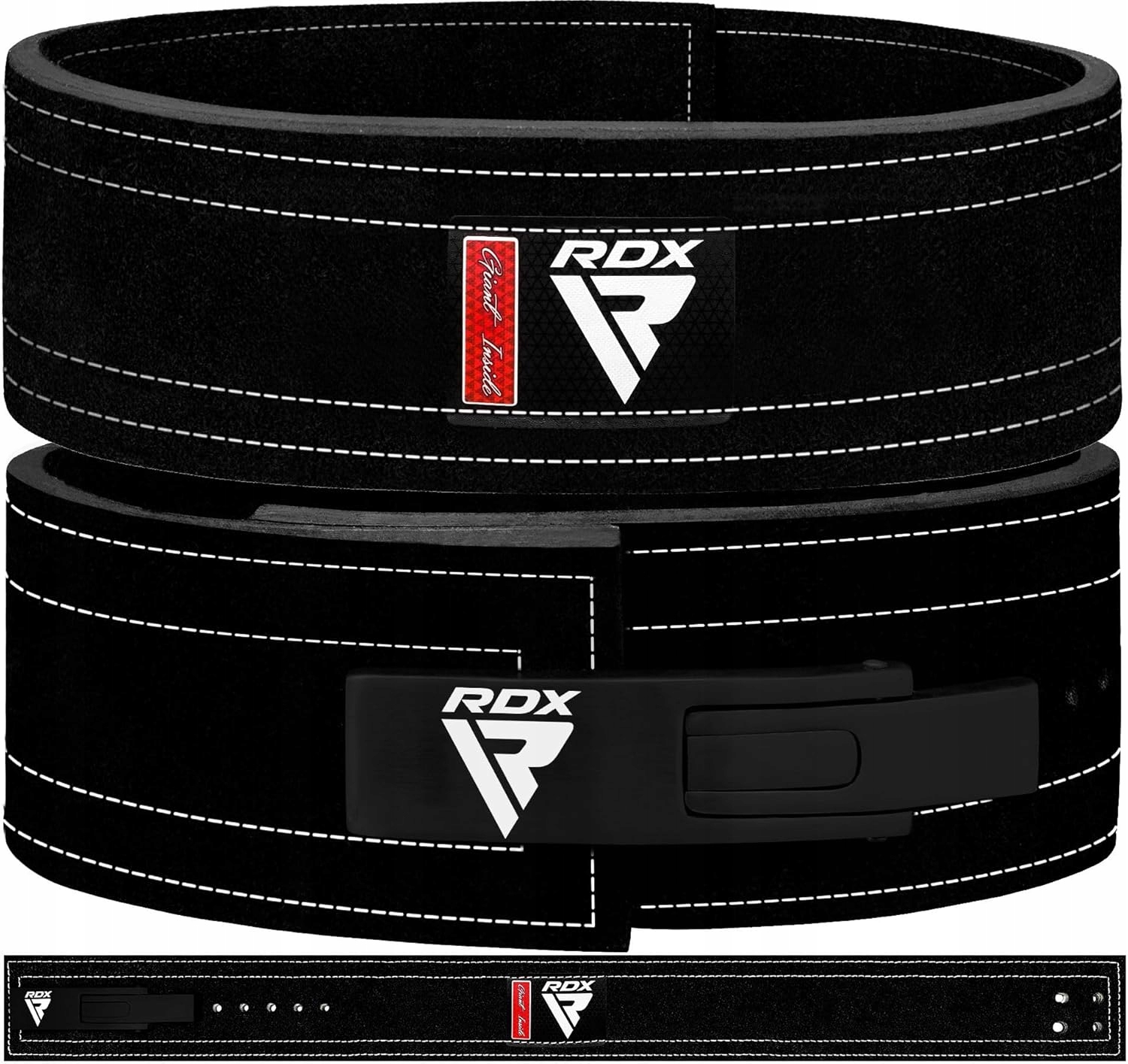 Pas kulturystyczny Rdx Lever Belt 10 mm – skórzany – rozmiar L – czarny