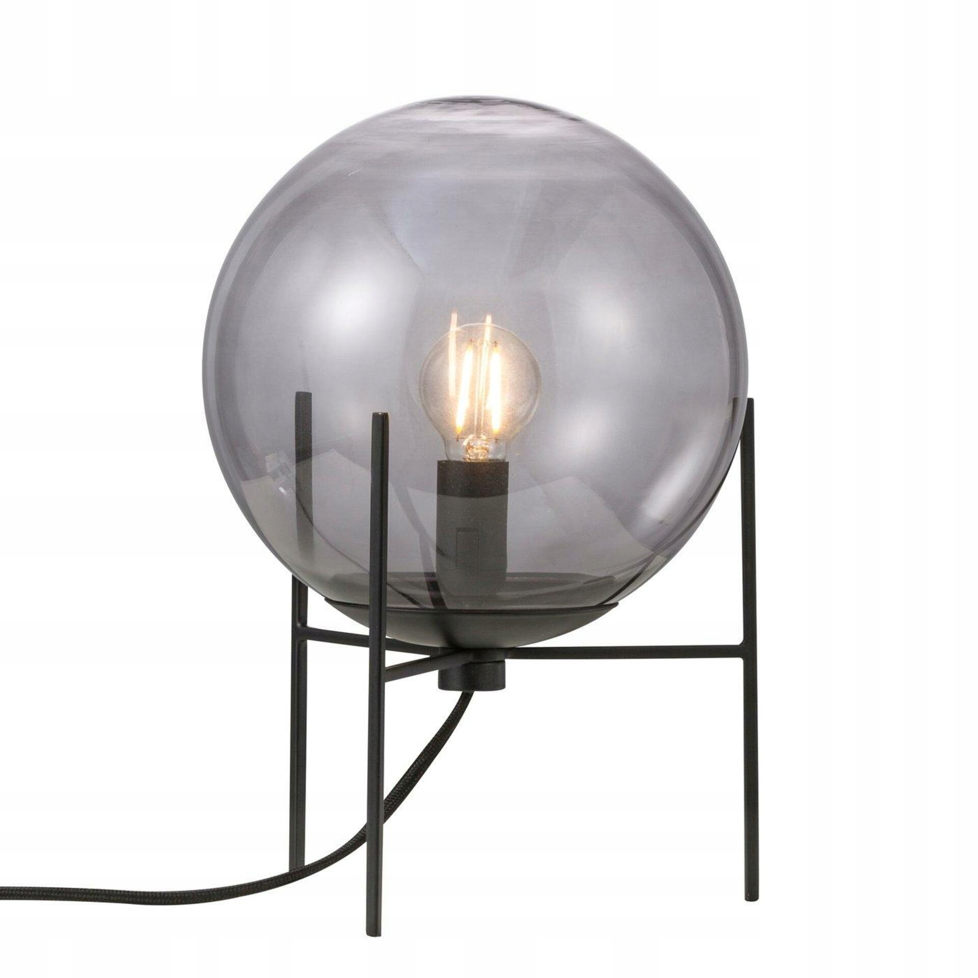 Nordlux stolná lampa Alton 15W E14 čierna dymová, ručne fúkané sklo