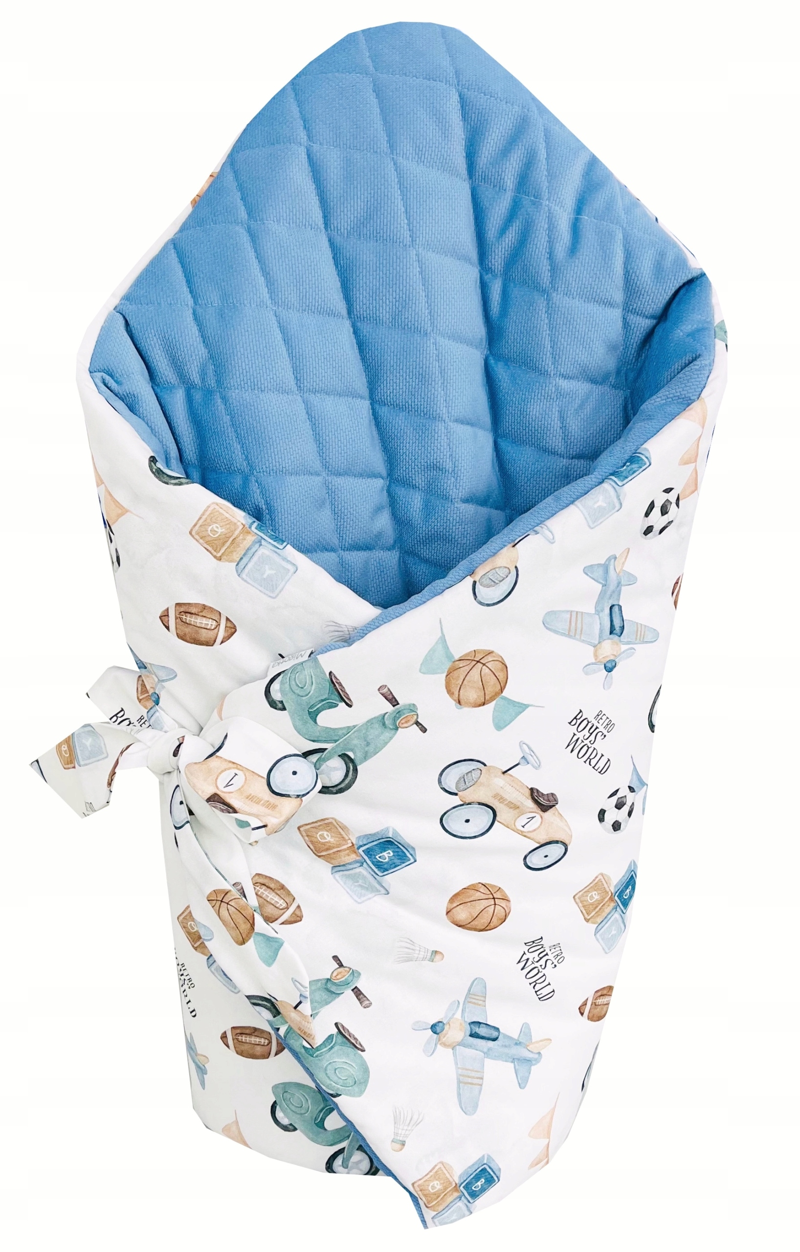 Rożek niemowlęcy velvet becik Retro boy