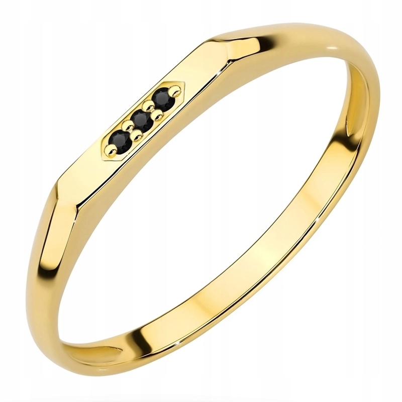 Zlatý Prstýnek Sygnet s zirkony, ryzost 585, vel. 17