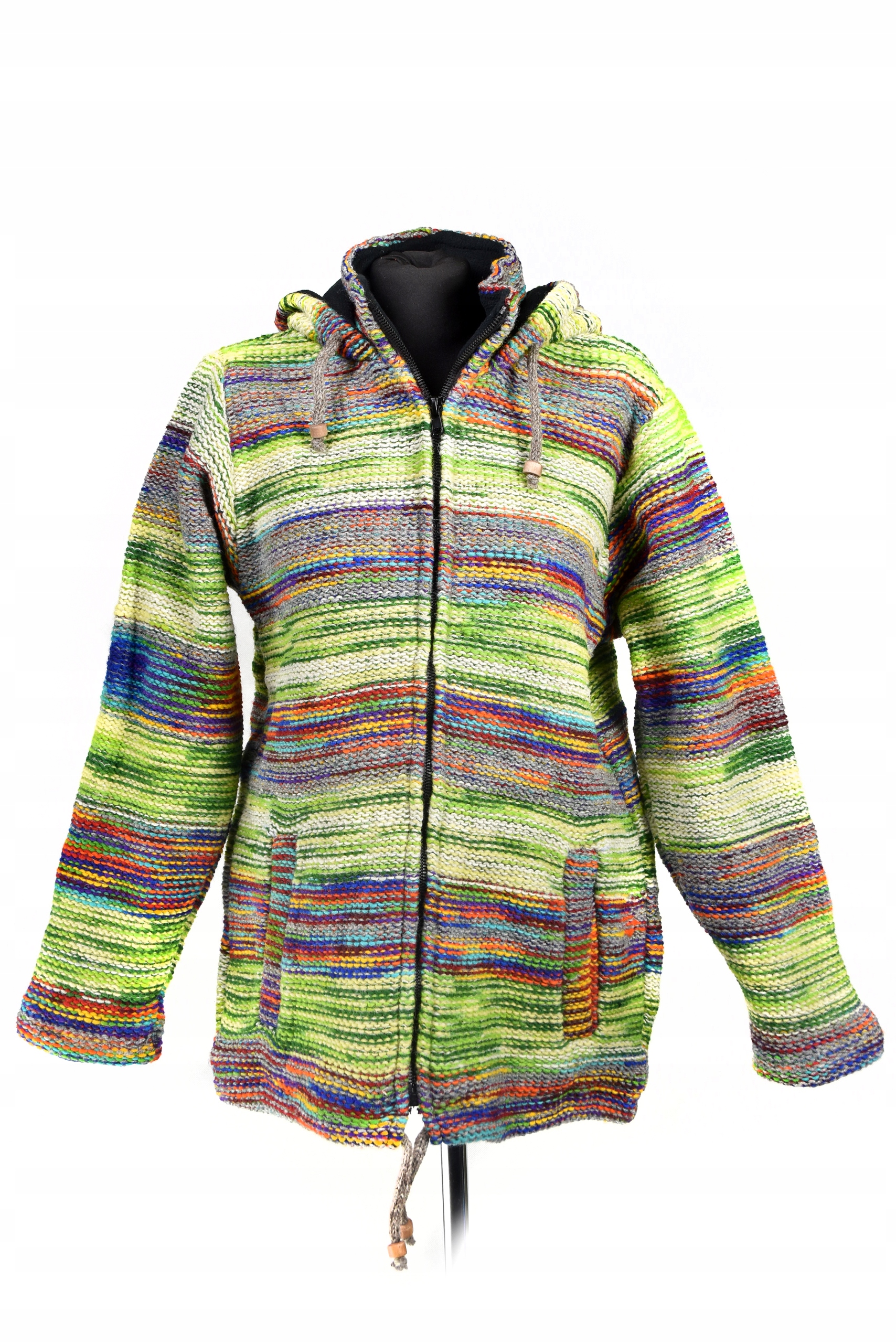 Vlněný svetr Nepal polar Etno barevný Teplý duhový