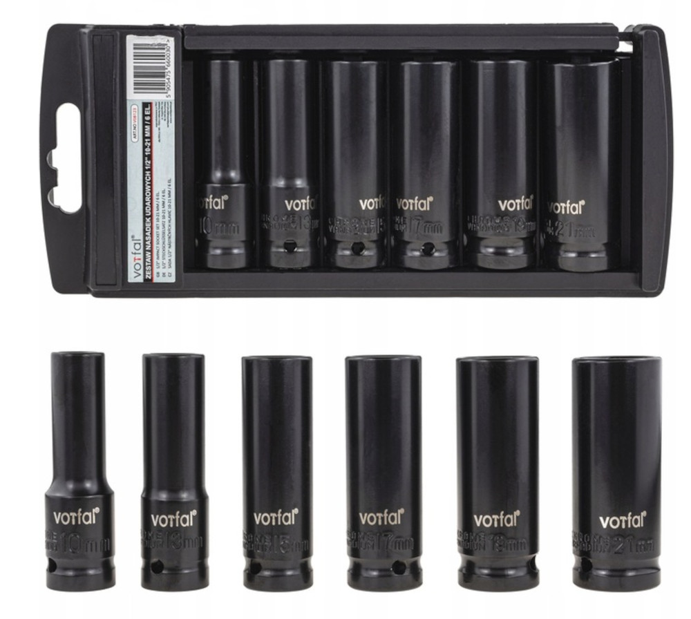 Zestaw Nasadek Udarowych 1/2 10-21mm Długie 77mm 6szt