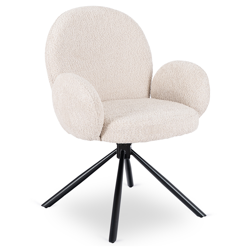 Otočné kelímkové křeslo s čalouněním do jídelny v obývacím pokoji, béžová barva Musso