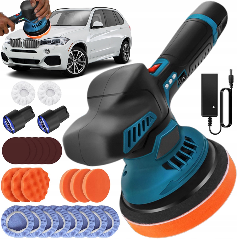 Akumulátorová bruska 6 rychlostí vyměnitelná deska pro autolaky