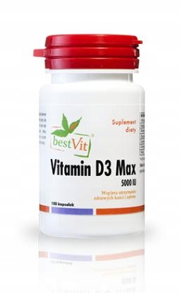 Vitamín D3 5000 IU 180 kaps Vitamín D3 Bestvit 100% prírodný z Lanolínu