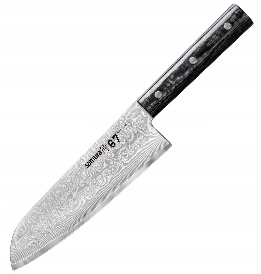 Nôž Santoku Samura Damascus 67 175 mm VG-10 67 vrstiev Micarta 61 Hrc