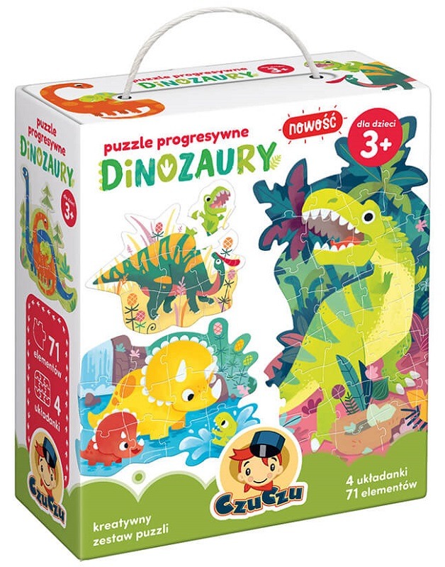 DINOZAURY puzzle tekturowe progresywne CZUCZU 3+