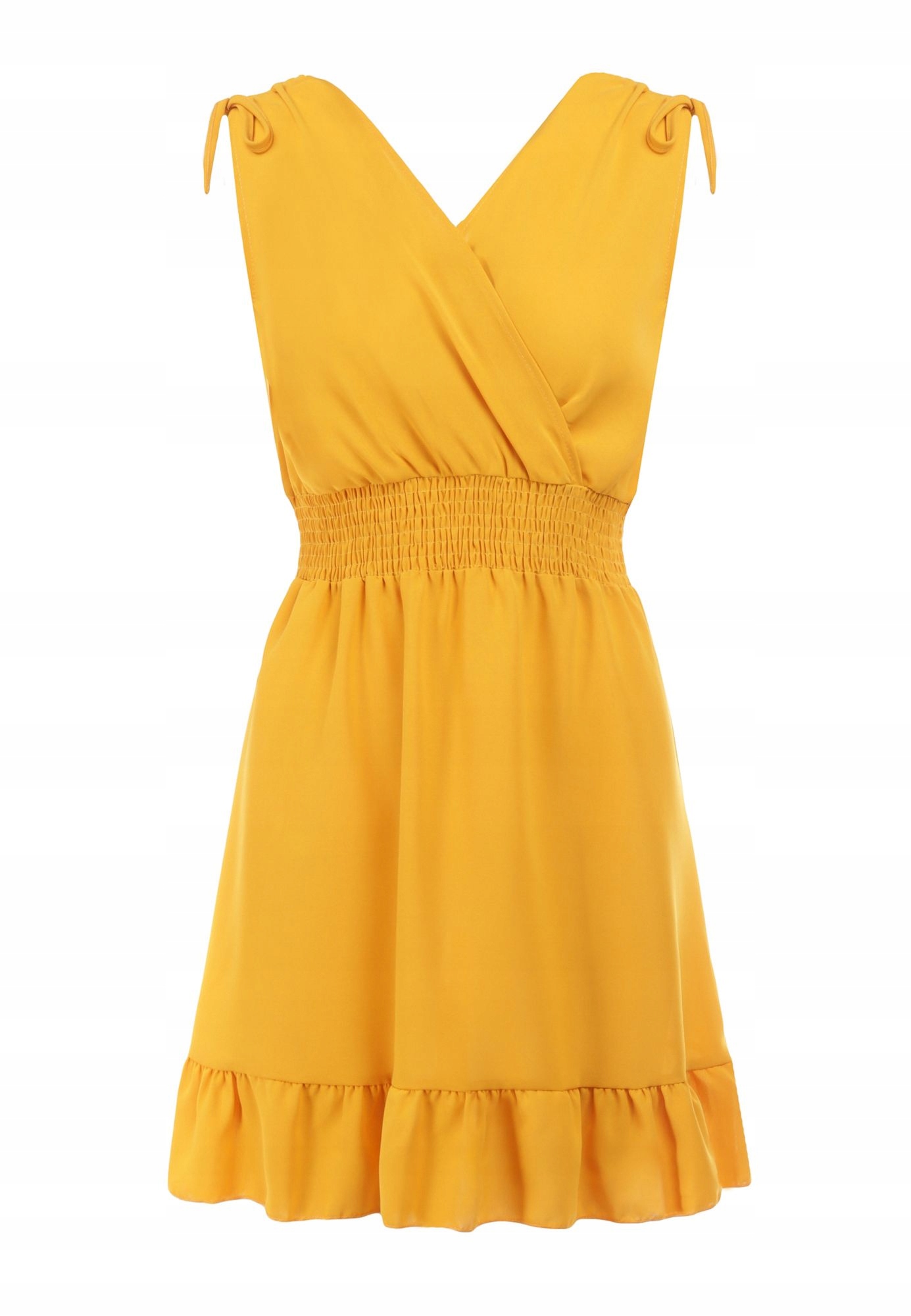 

Renee Żółta Sukienka damska M/L Z gumką w talii