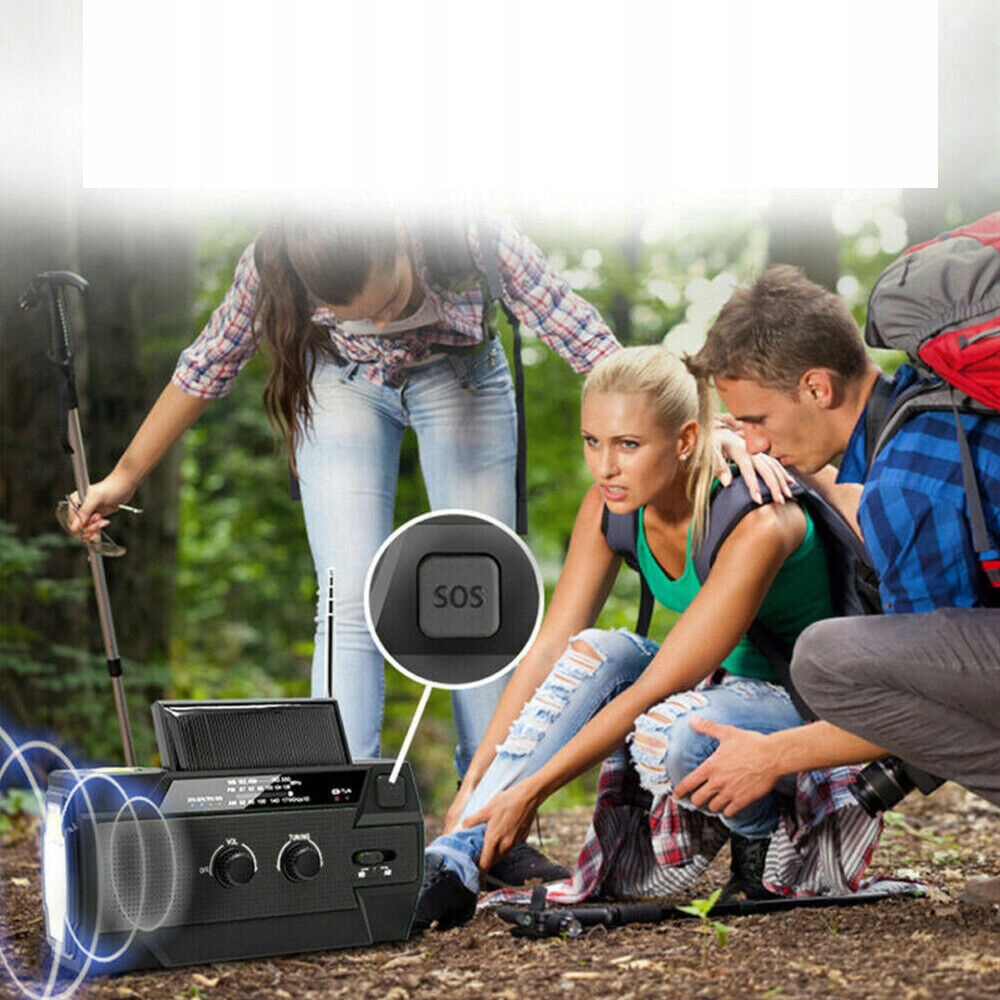 RADIO SOLARNE, PRZENOŚNE RADIO Z KORBĄ, DYNAMO Z AM/FM, LATARKA LED Źródło światła LED