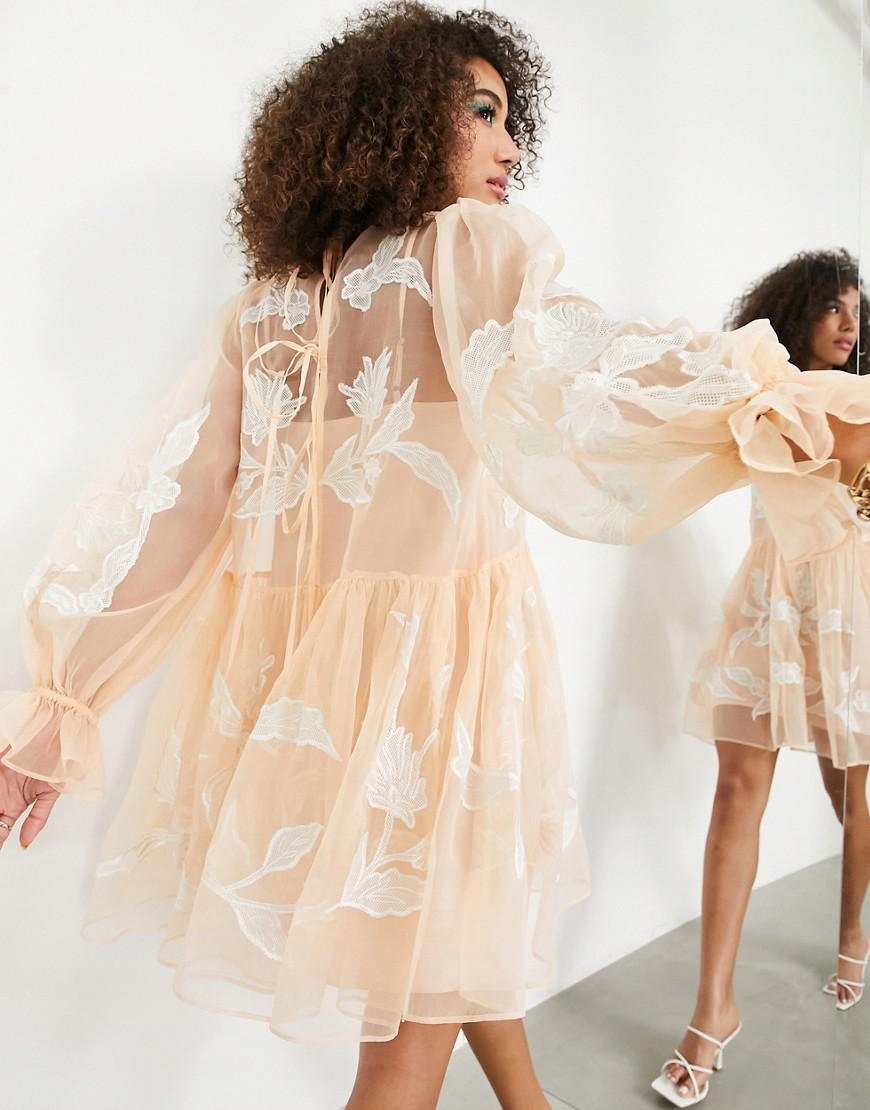 ASOS _ZT 3AF SUKIENKA OVERSIZE Z HAFTAMI _/ S Rozmiar S