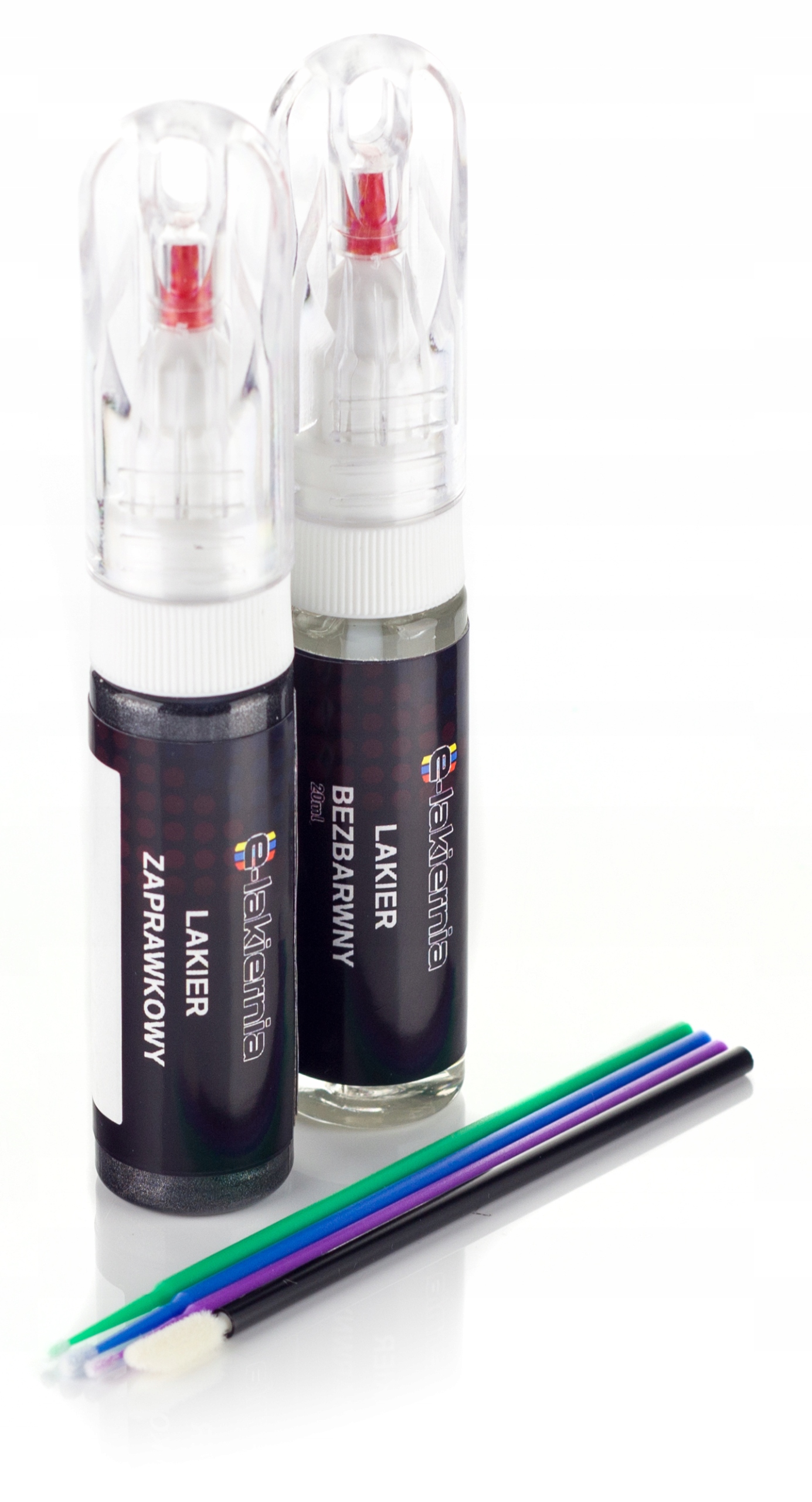 LAKIER ZAPRAWKA 2W1 + BEZBARWNY SAMOCHODOWY ZAPRAWKOWY CZARNY POŁYSK