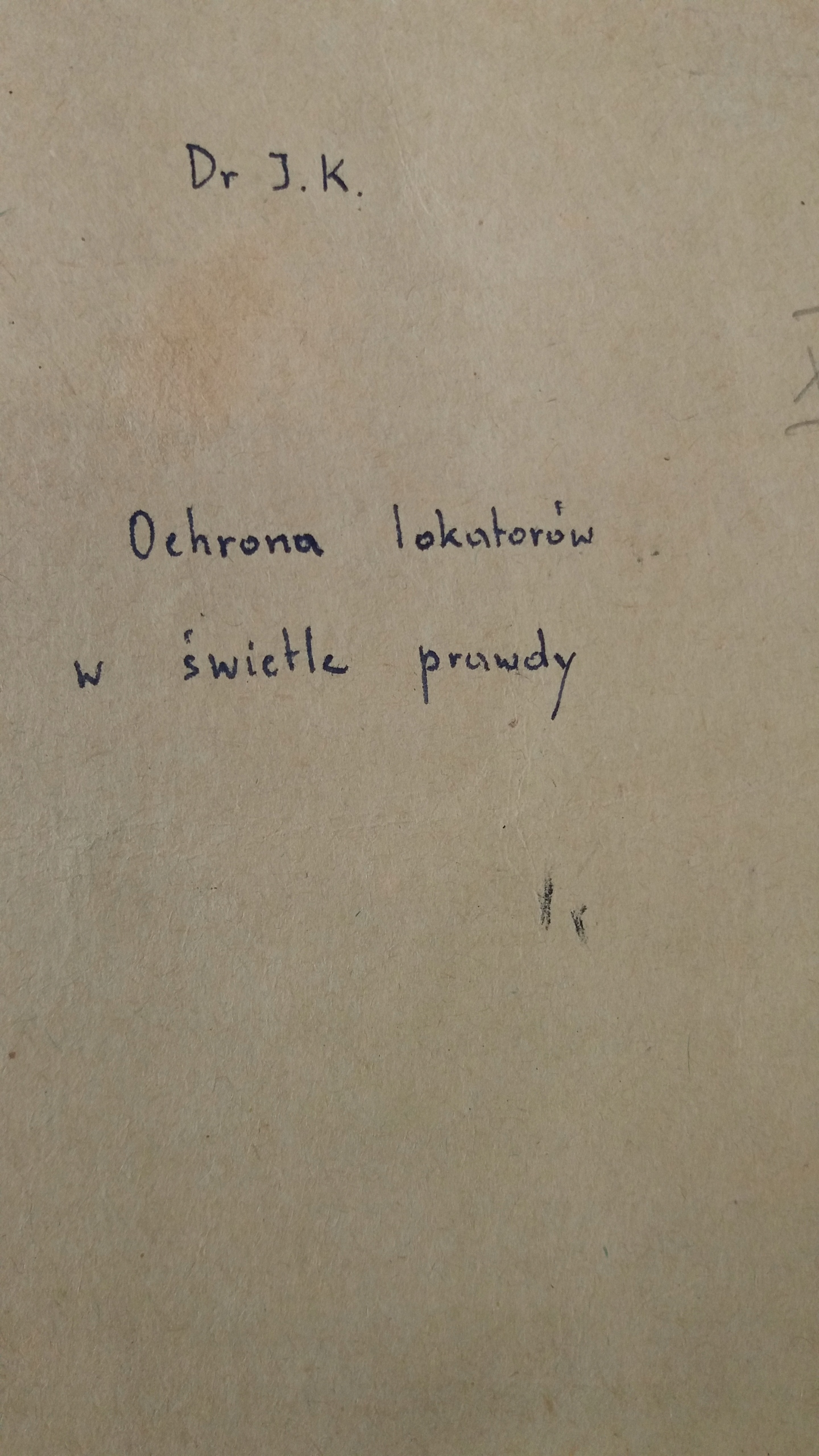 OCHRONA LOKATORÓW W ŚWIETLE PRAWDY DR J K 1923