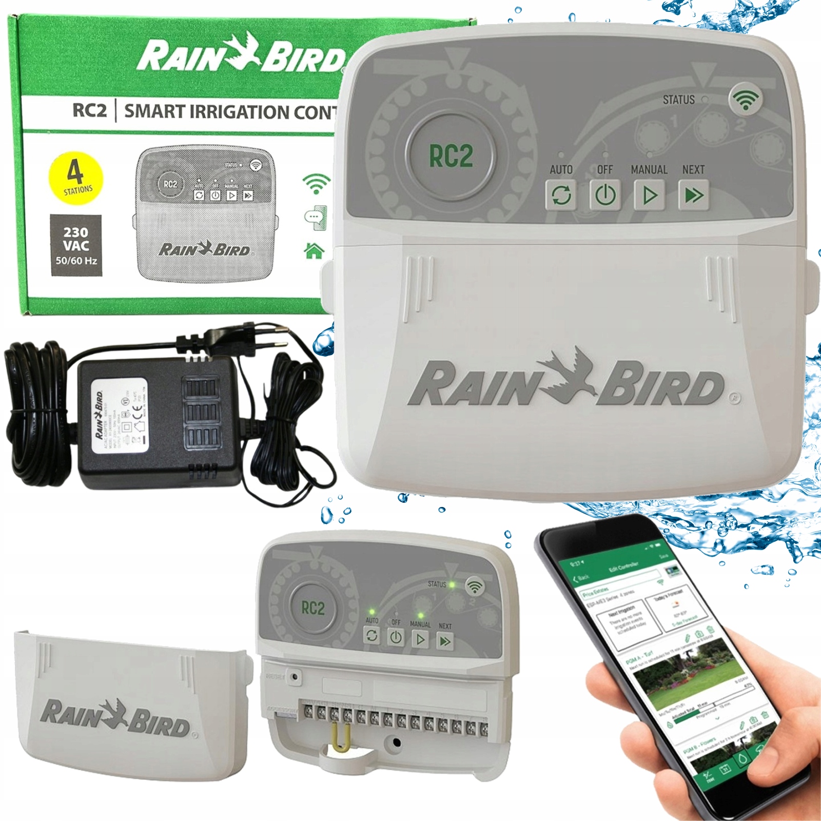 Vnútorný Ovládač Zavlažovania S Modulom Wifi RC2 i4 Rain Bird 4 Sekčný