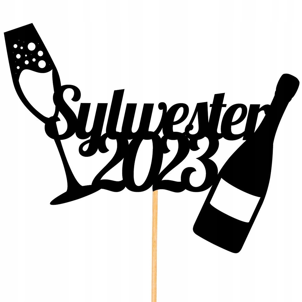 

Topper Sylwester 2023 Czarny szampan kieliszek C