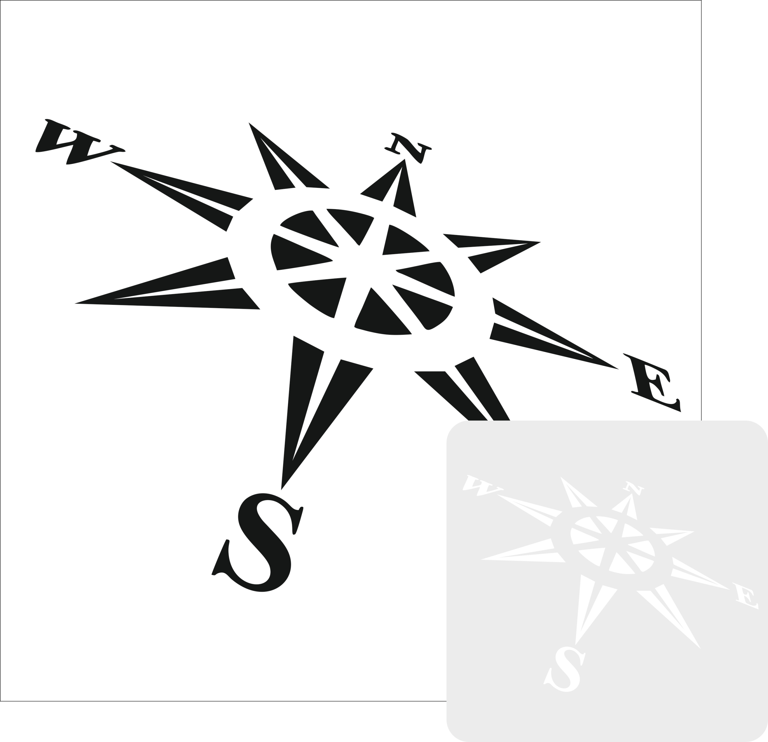 Malířská šablona, opakovaně použitelný šablona //kompas// 100x100