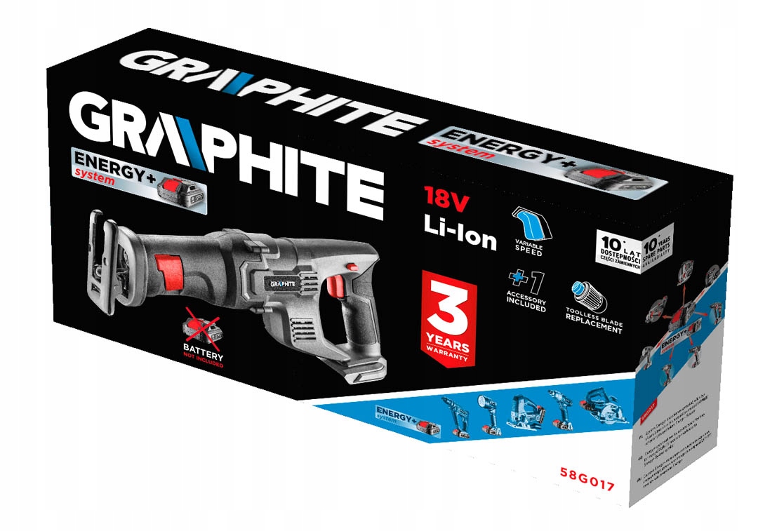 GRAPHITE ENERGY+ PIŁA SZABLASTA akumu. 18V 58G017 Kod producenta 58G017
