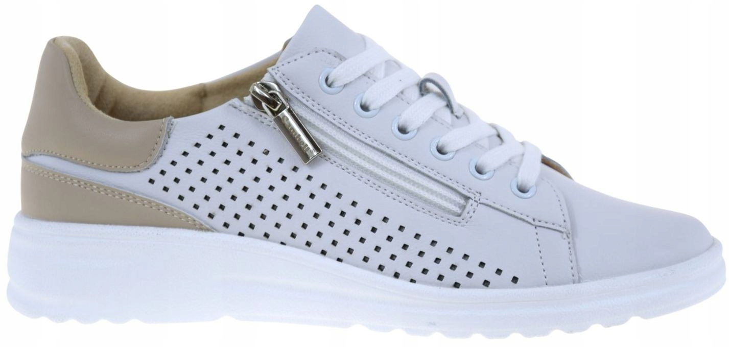 Bílé dámské lehké kožené polobotky se zipem Cambell 26-19403WH VEL.41