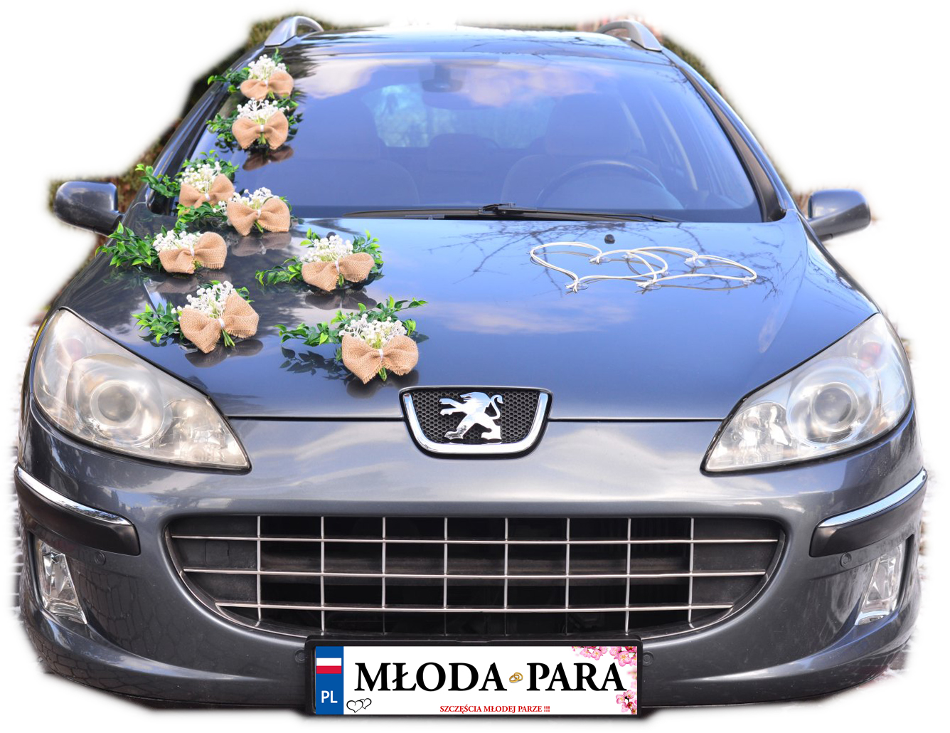 Rustikální Novinka ozdoba na svatební auto 304