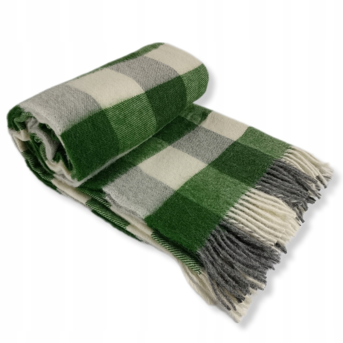 Vlněná deka s třásněmi 150x200 novozélandská vlna šachovnicová mřížka