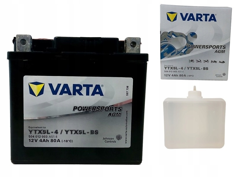 YTX5L-BS - Аккумулятор VARTA YTX5L-BS/TX5L-BS 12V 4AH 80A
