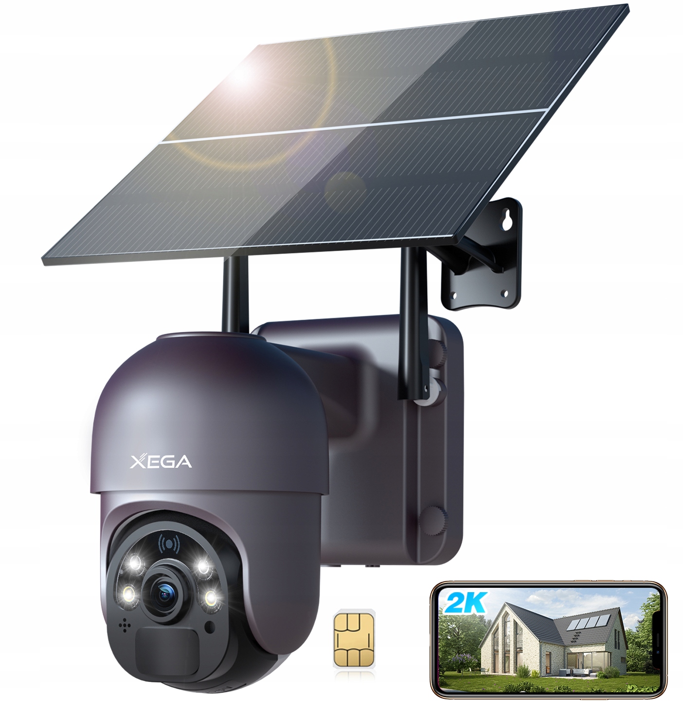 Kamera IP Xega zewnętrzna obrotowa 4G LTE 2K 20000 mAh