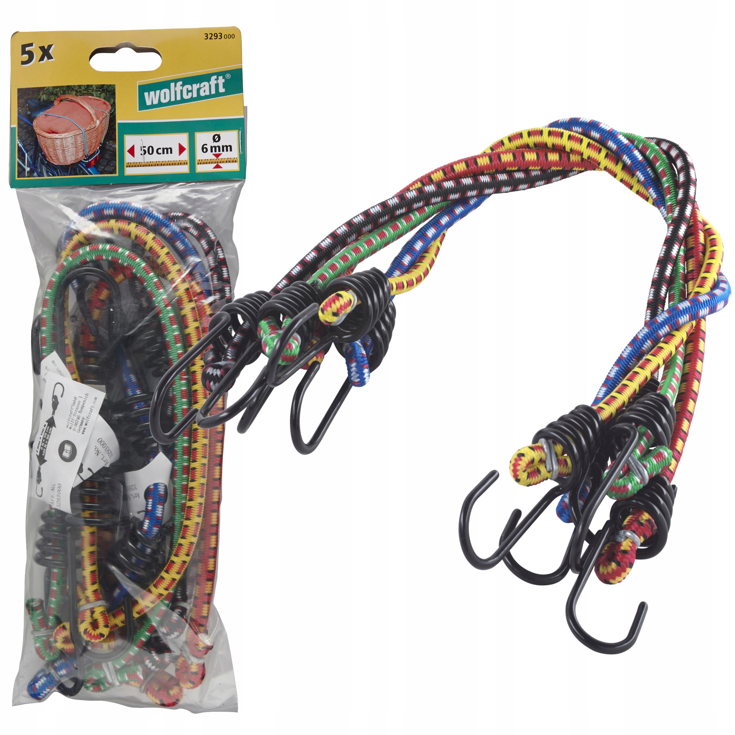 Guma gumy gumki mocujące z haczykami zestaw 5szt 50cm Wolfcraft