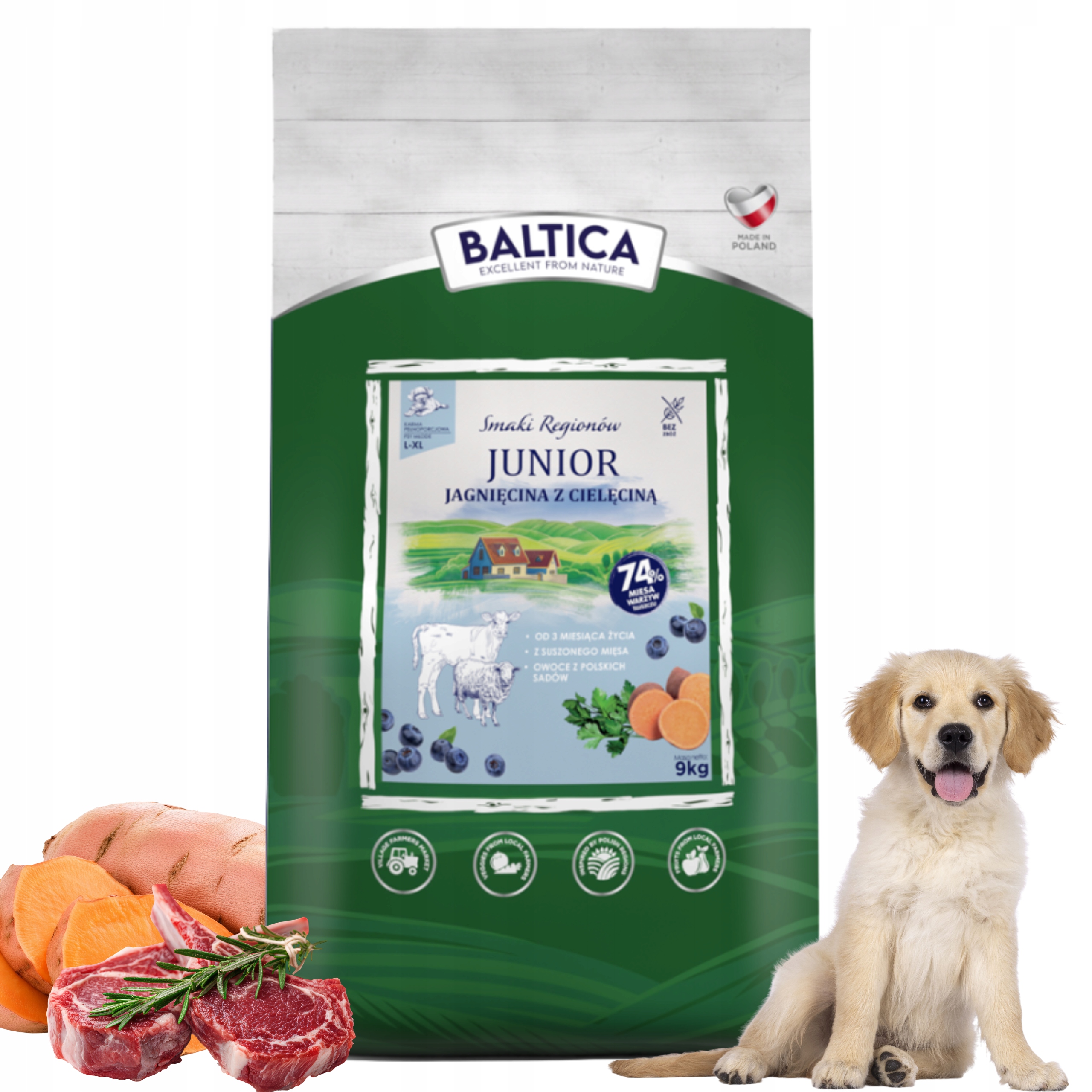 Baltica Smaki Regionu Karma dla Psa Szczeniąt Cielęcina Rasy Duże 9kg