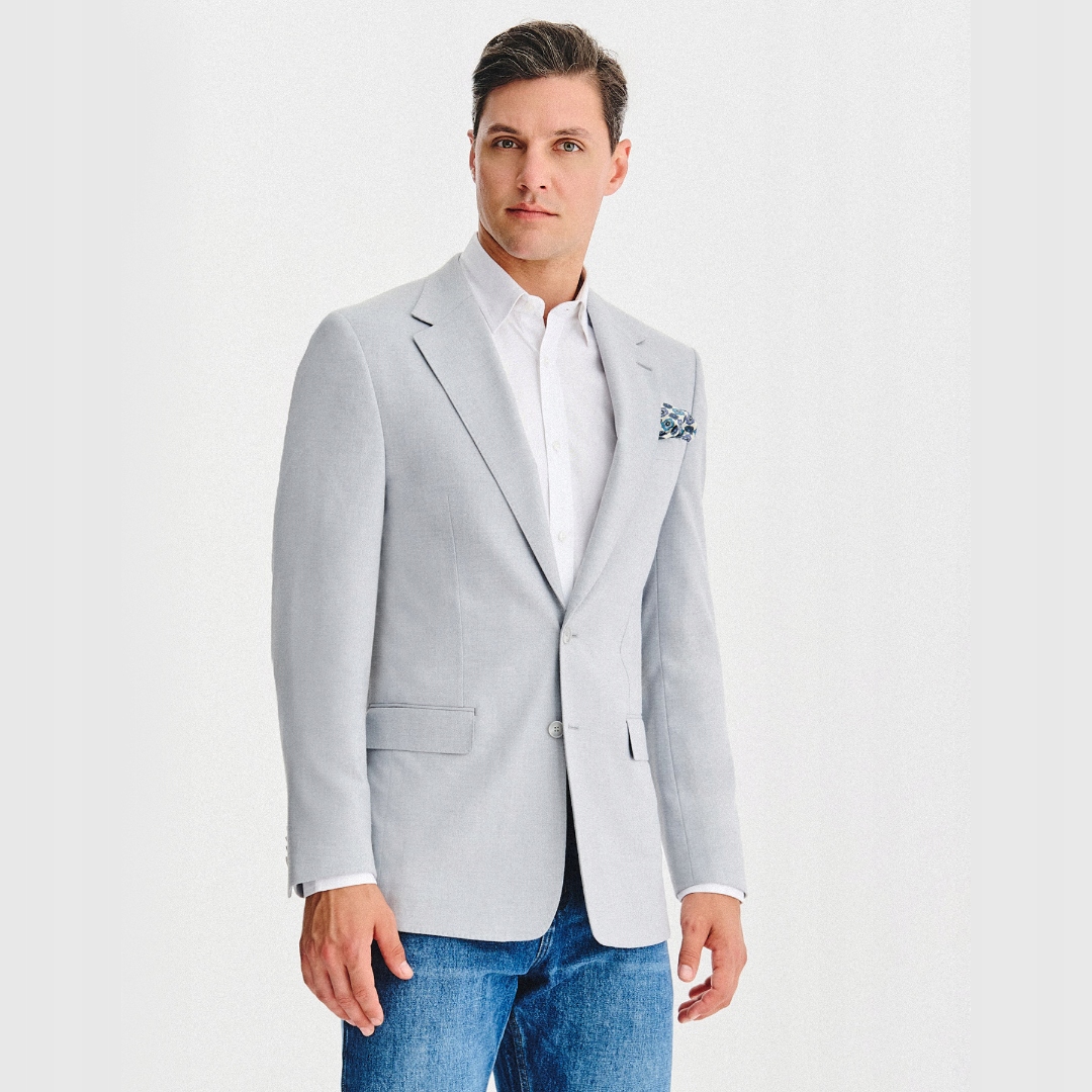 Pánská hladká šedá ležérní sako Pako Lorente Slim Fit, vel 48/176