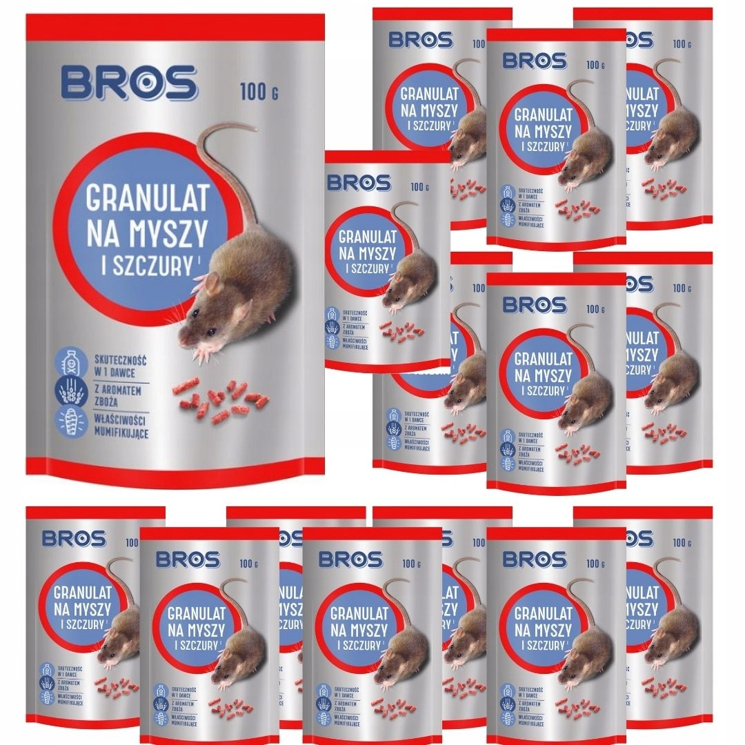 Granulat na myszy i szczury Bros 100 g x 15 sztuk