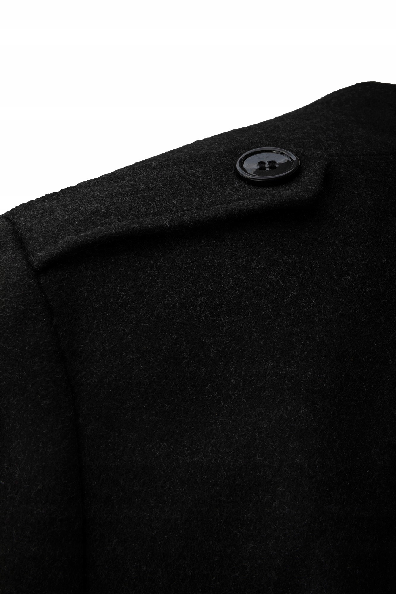 PŁASZCZ MĘSKI CZARNY ELEGANCKI OCIEPLANY PAGONY WAŁNA WIOSENNY CASUAL: L Wzór dominujący bez wzoru