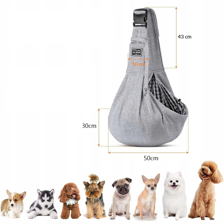Levně Taška na nošení psa šedá tkanina M 30 cm x 47 cm x 50 cm