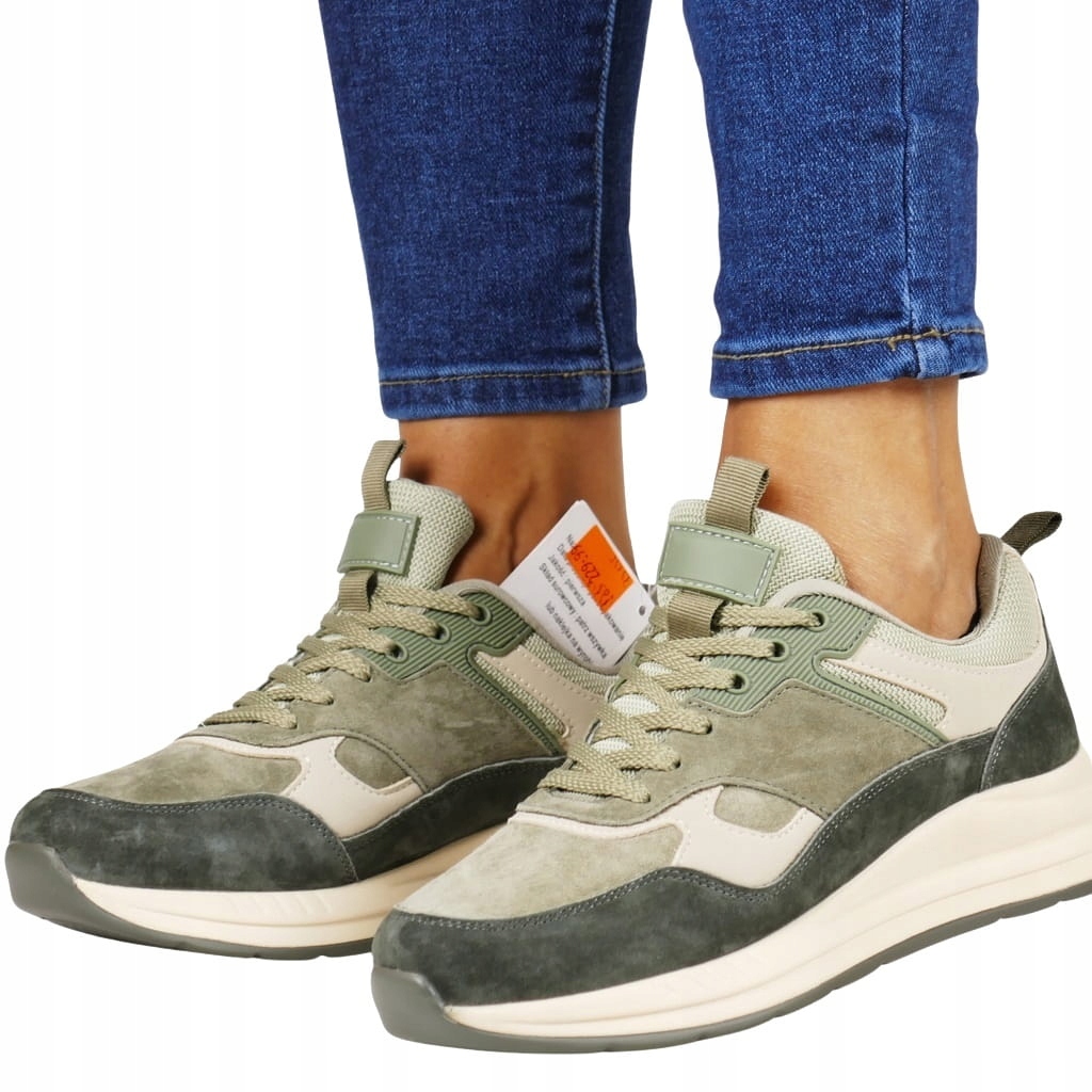 Tenisky Polobotky Kožené Sportovní Boty Elegantní Koturna Khaki Zelené