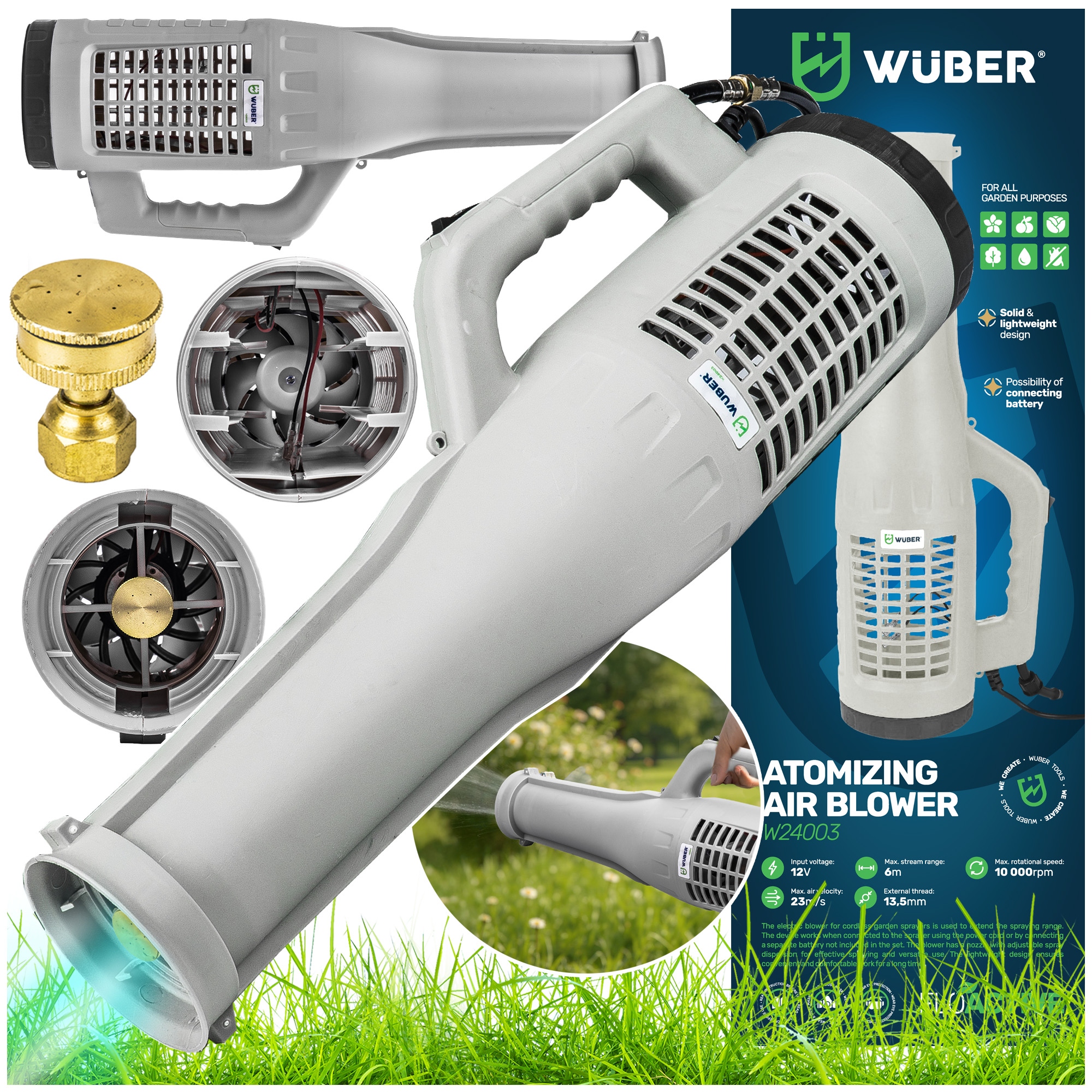 Turbo Dysza Rozpylająca Do Opryskiwacza Akumulatorowego 2W1 Dmuchawa Wuber