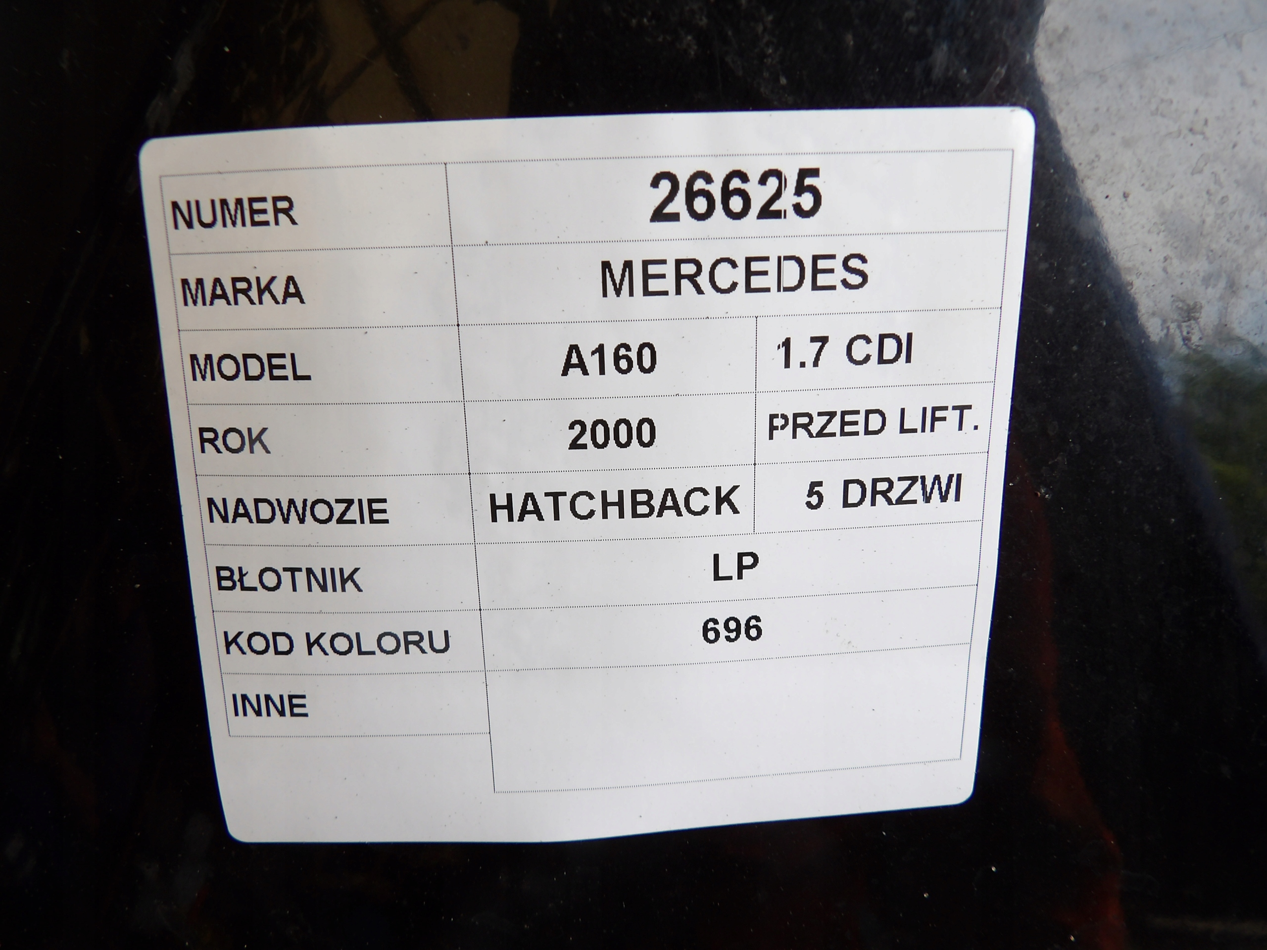 Mercedes W168 fender left lak. 696