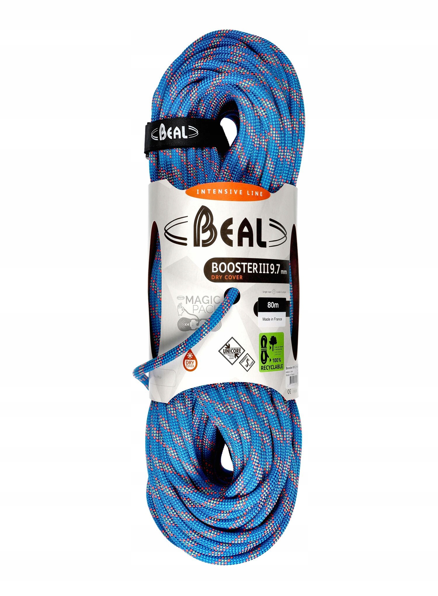 Dynamické lano Beal Booster III 9,7 mm 80 m Unicore Dry Cover modré