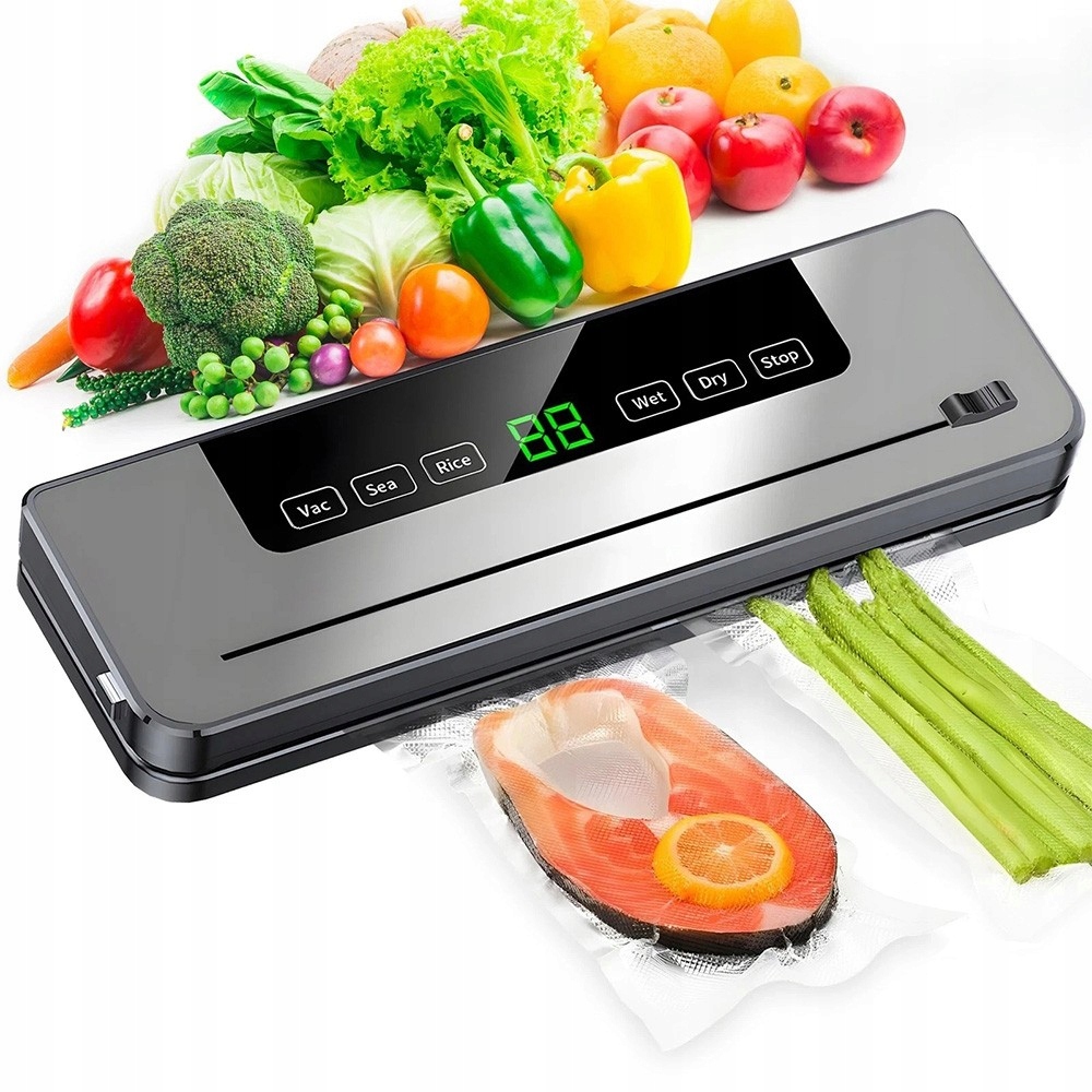 Automatická balička potravin vakuovací svářečka 50 sáčků, fólie 30 cm, 5 režimů