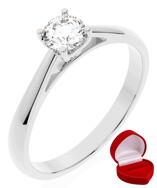 Zlatý Prstýnek 585 14k Brylant 0,30 ct Bílé Zlato R22