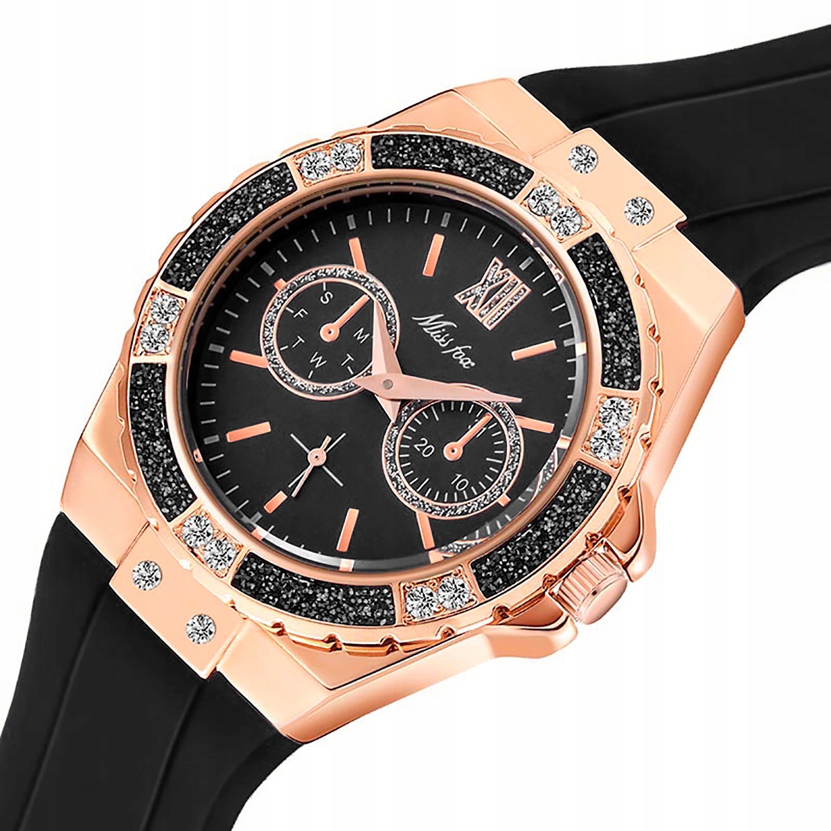 Hodinky Miss Fox Black Quartz, voděodolné, černé, 36 mm, 1 Ks