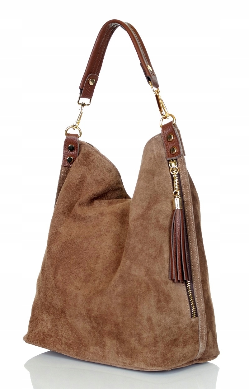 VERA PELLE Włoska Zamszowa TOREBKA worek Skóra naturalna Z15