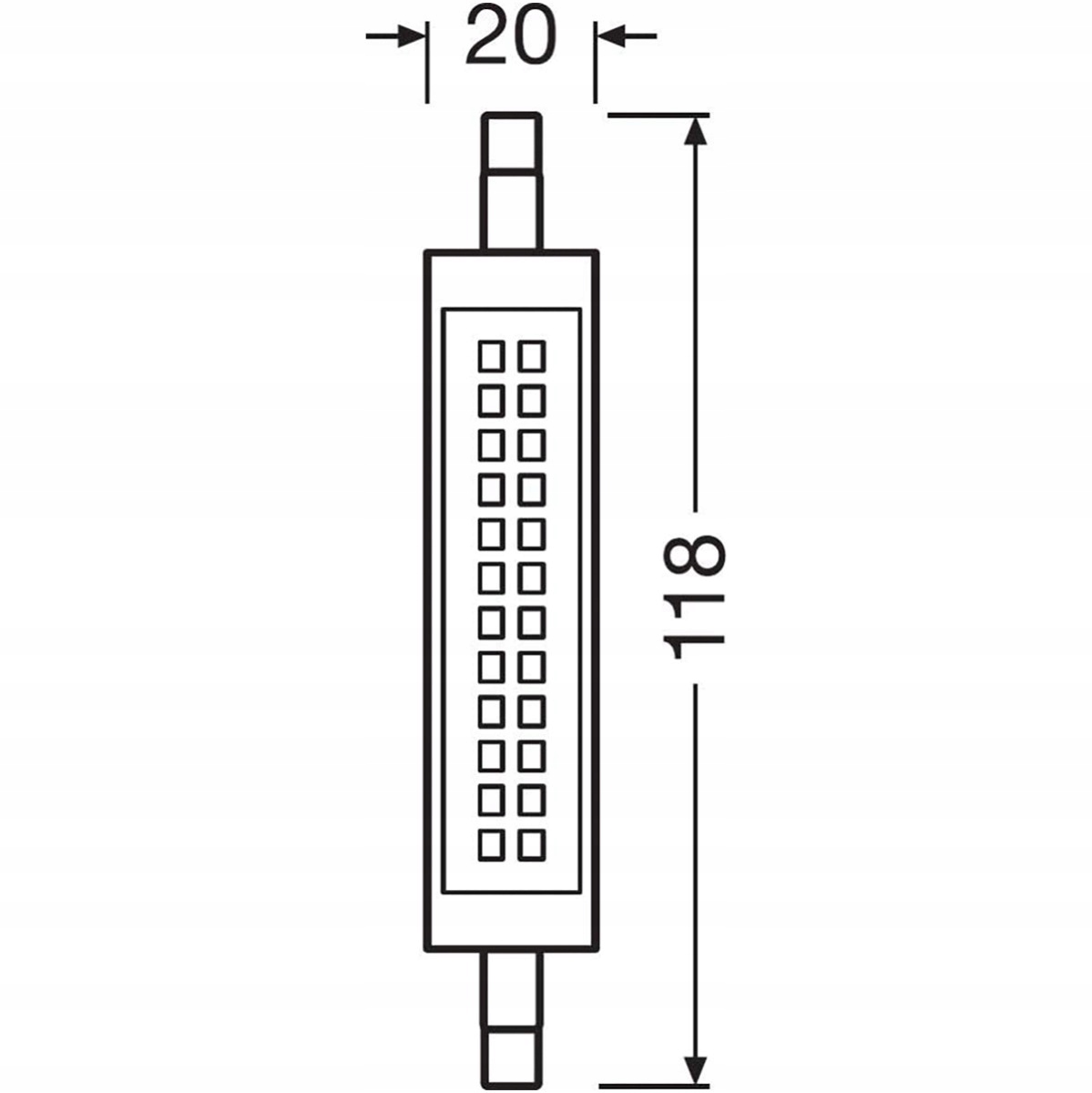 Żarówka LED Kapsułka R7s 12W = 100W 1521lm 2700K Ciepła 300° SLIM LINE Rodzaj gwintu R7S