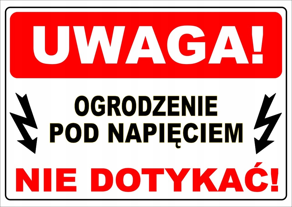 

Tabliczka Ogrodzenie Pod Napięciem plastik, A5